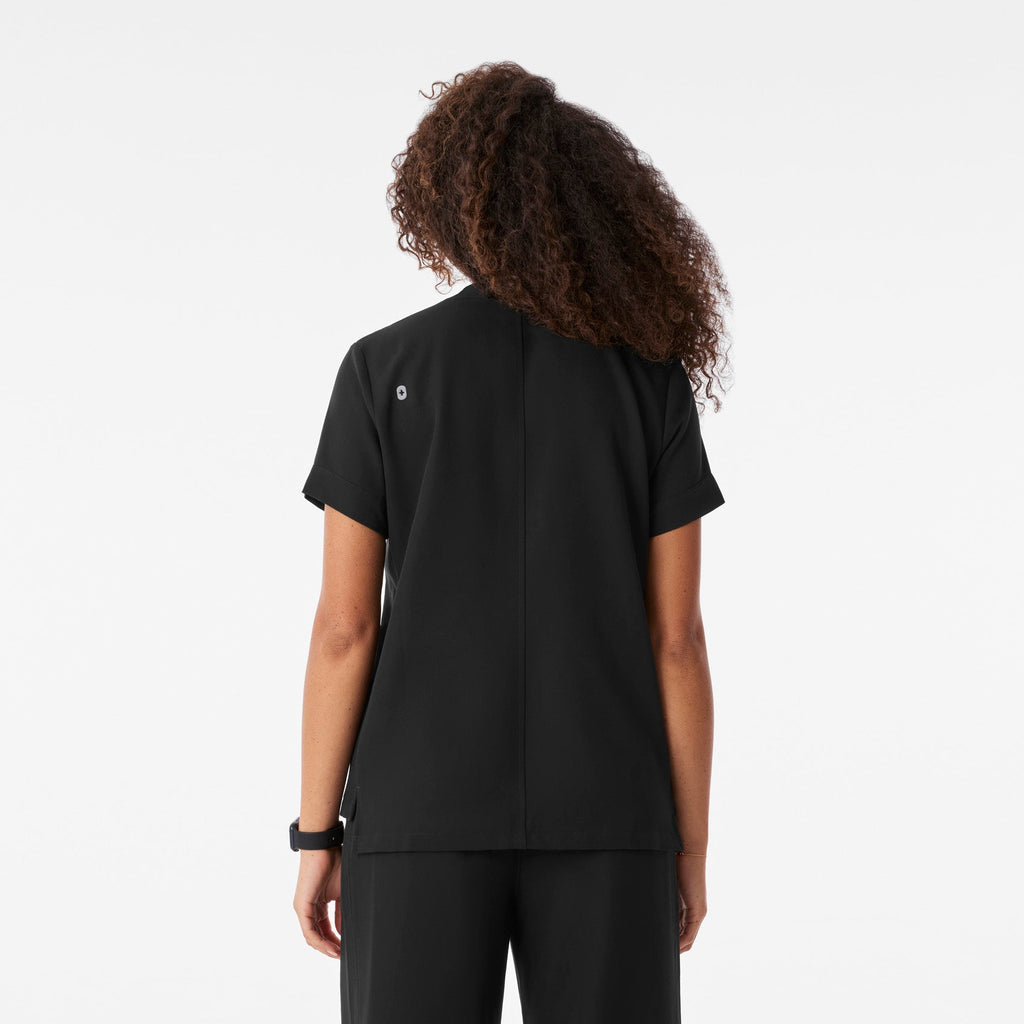 Florence Henley Short-Sleeve Scrub Top - Black