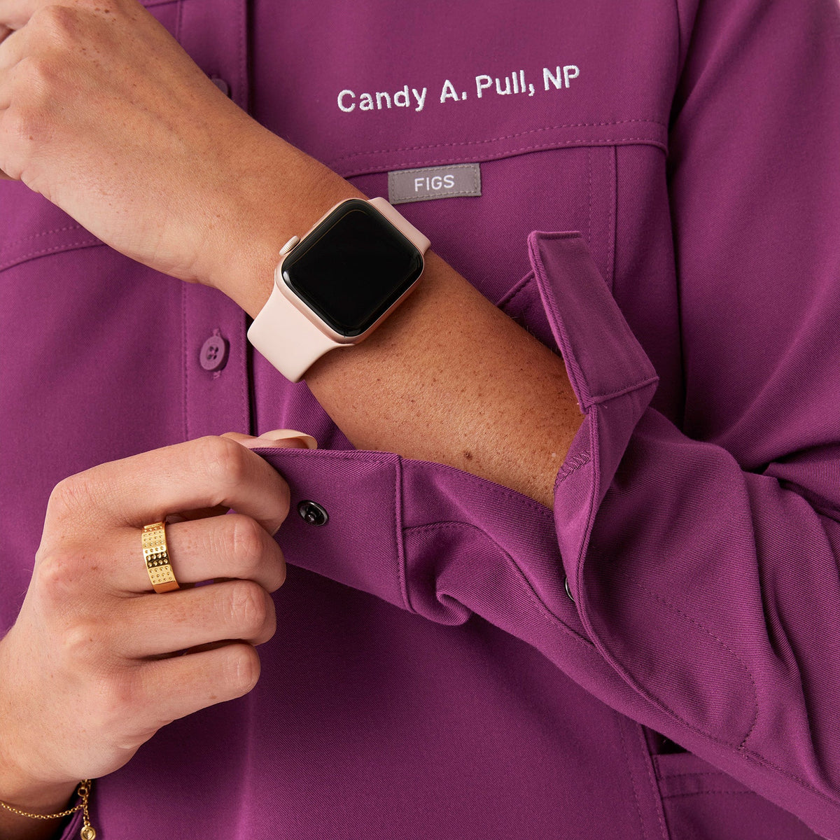 Florence Henley Long-Sleeve Scrub Top - Dark Açaí