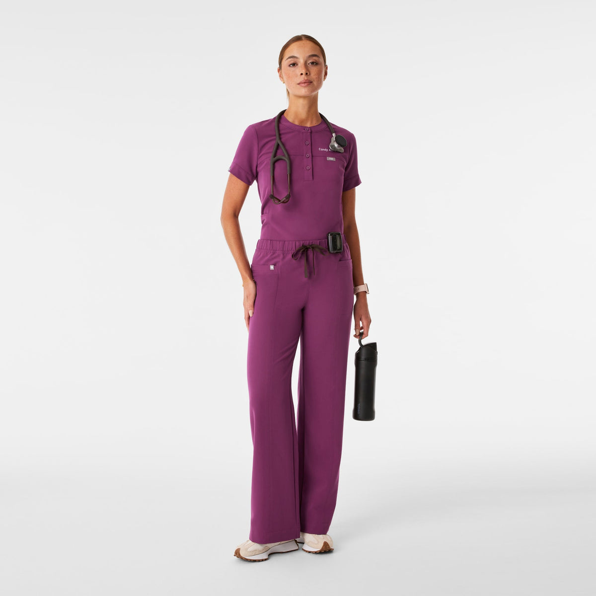Florence Henley Short-Sleeve Scrub Top - Dark Açaí