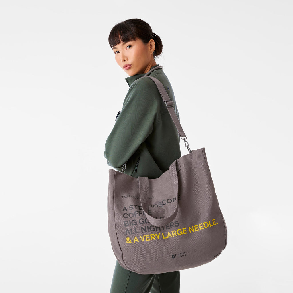 A Very Large Needle Detachable Strap Tote - Dark Grey