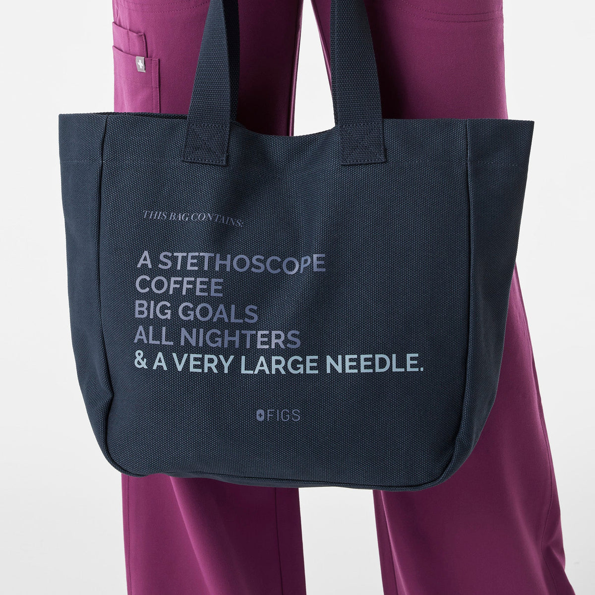 A Very Large Needle Mini Canvas Tote - Dark Harbor