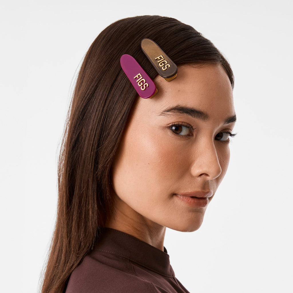 FIGS Barrette Clip 2-Pack - Espresso