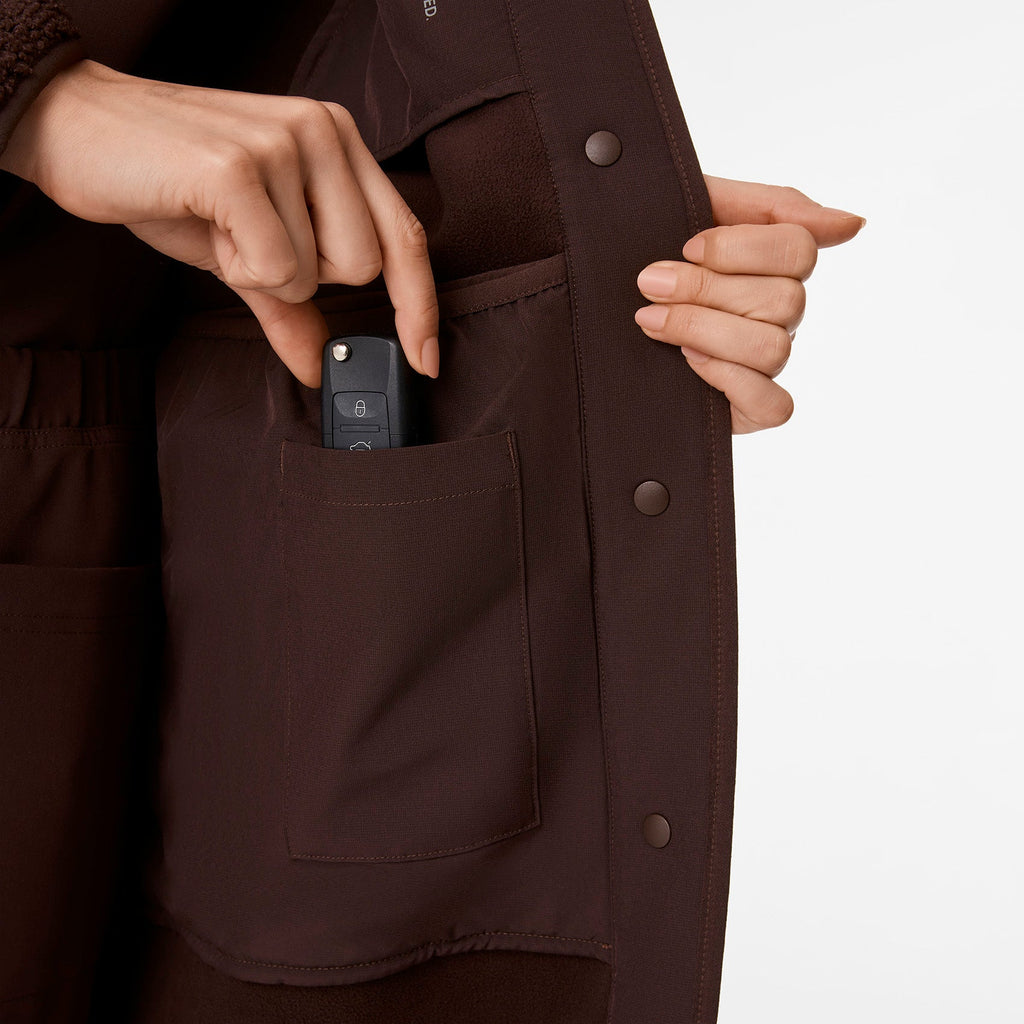 Bouclé Long Coat - Espresso