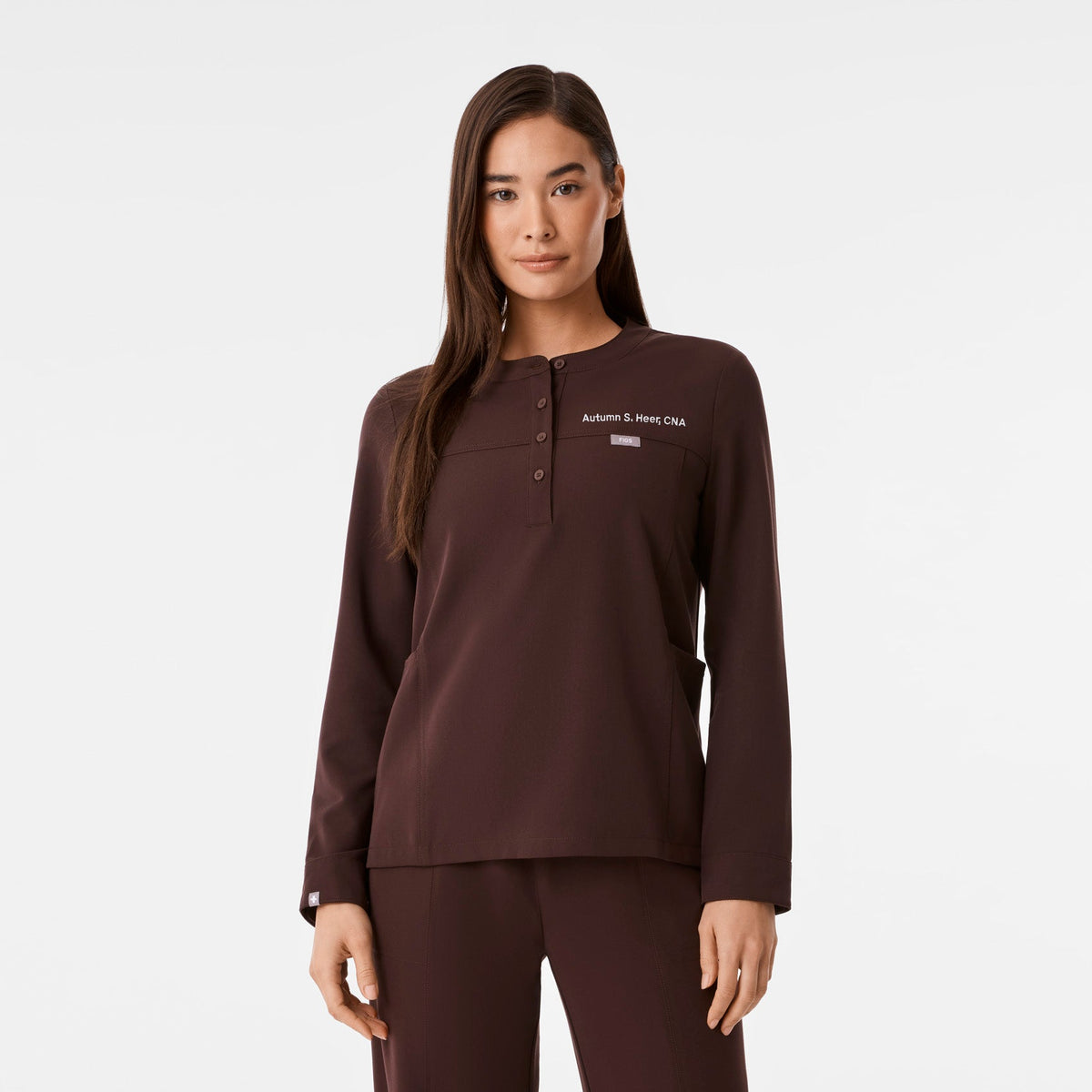 Florence Henley Long-Sleeve Scrub Top - Espresso