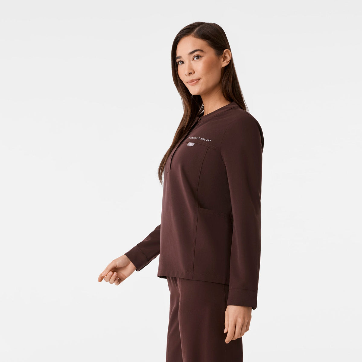Florence Henley Long-Sleeve Scrub Top - Espresso
