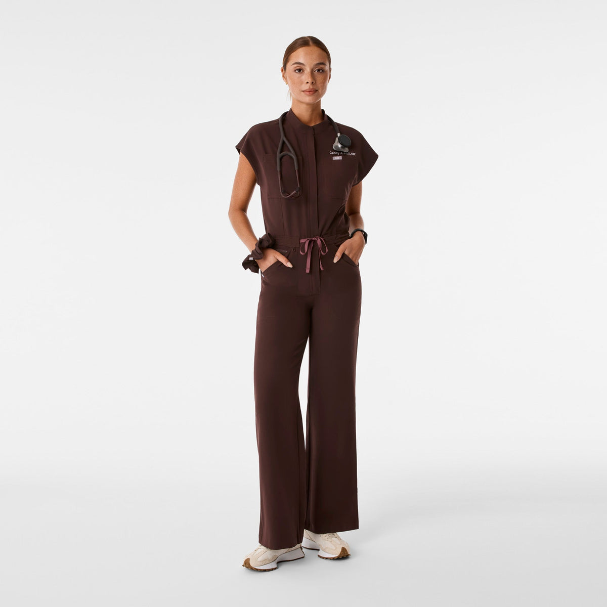 Rafaela Wide-Leg ScrubJumpsuit™ - Espresso