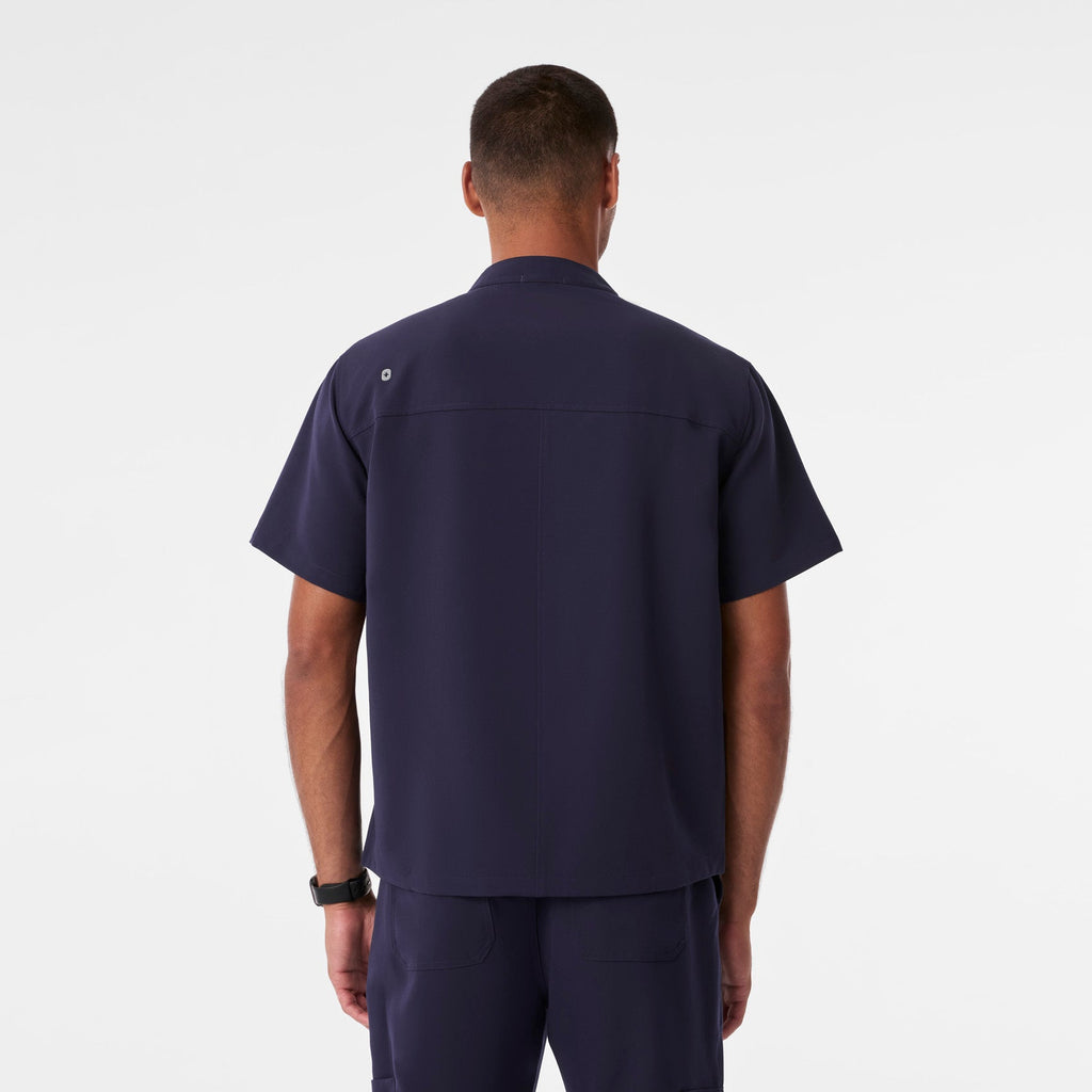 Niles Henley Short-Sleeve Scrub Top - Navy