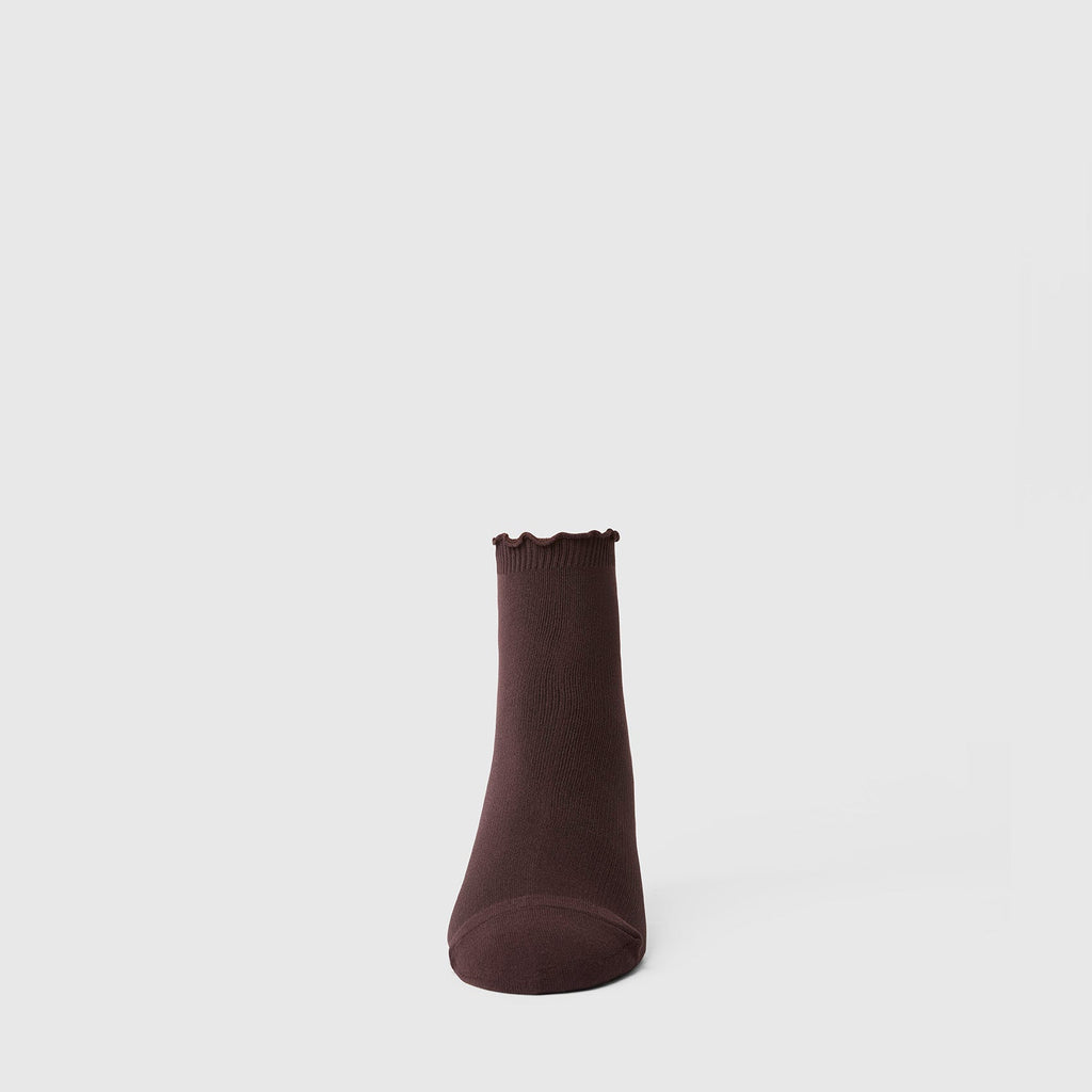 Ruffle Quarter Sock - Espresso