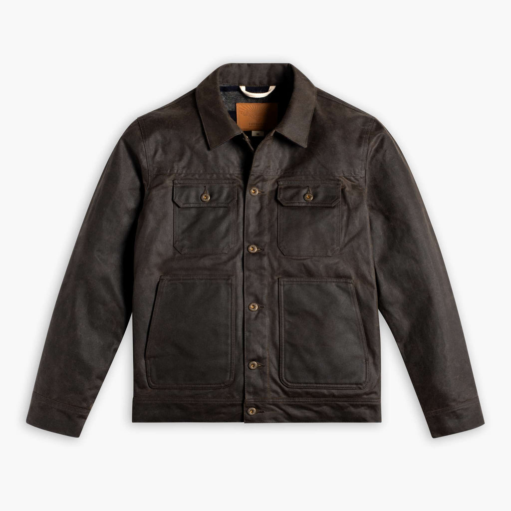 Waxed Trucker Jacket | Dark Olive