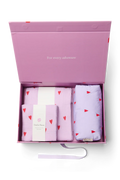 Essential geschenkset voor pasgeborenen - Paarse hartjes