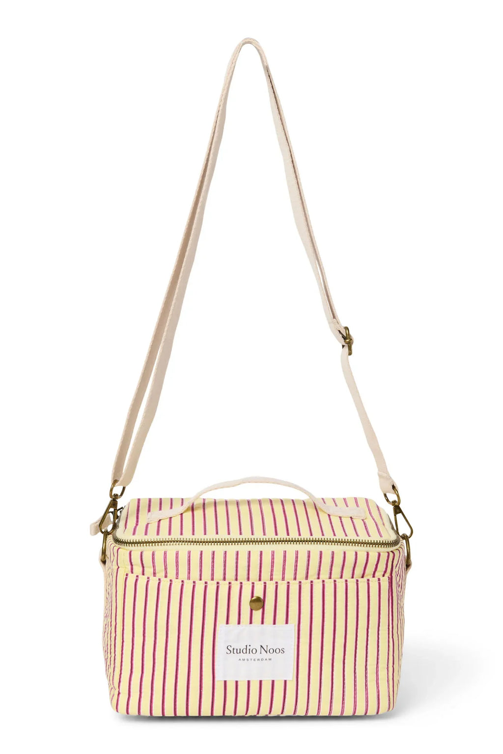 Popeline Gestreifte Kühltasche | Buttergelb