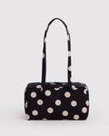 Nylon Bowler Bag - Black and Cream Polka Dot