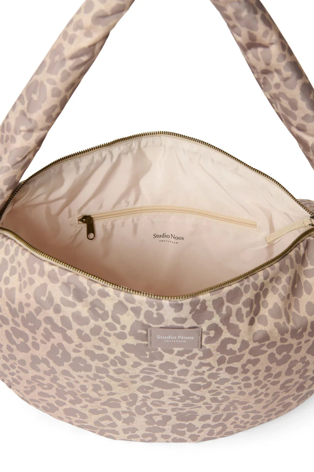 Beige Leopardenmuster-Puffy-Umhängetasche