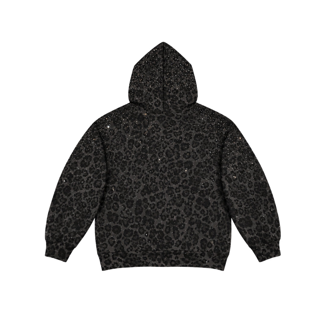 VYBES Black Leopard Zip Up