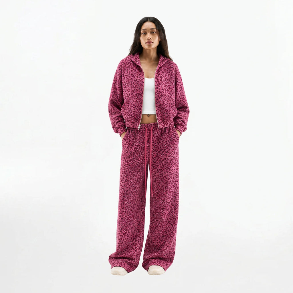 VYBES Pink Leopard Zip Up