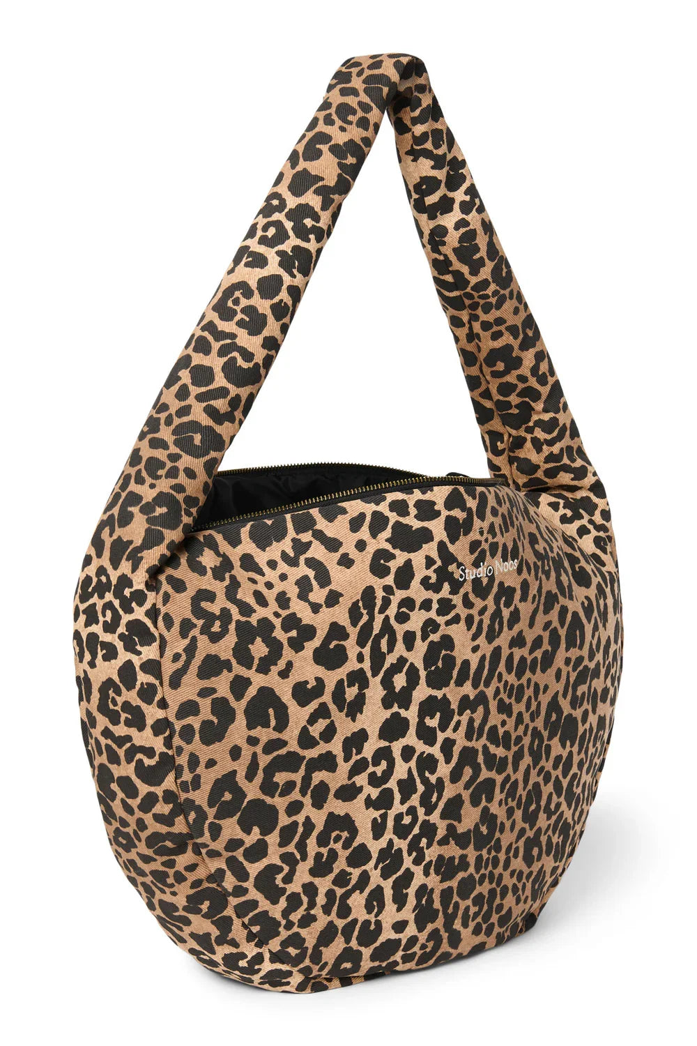 Bruine crossbodytas van katoen met luipaardprint