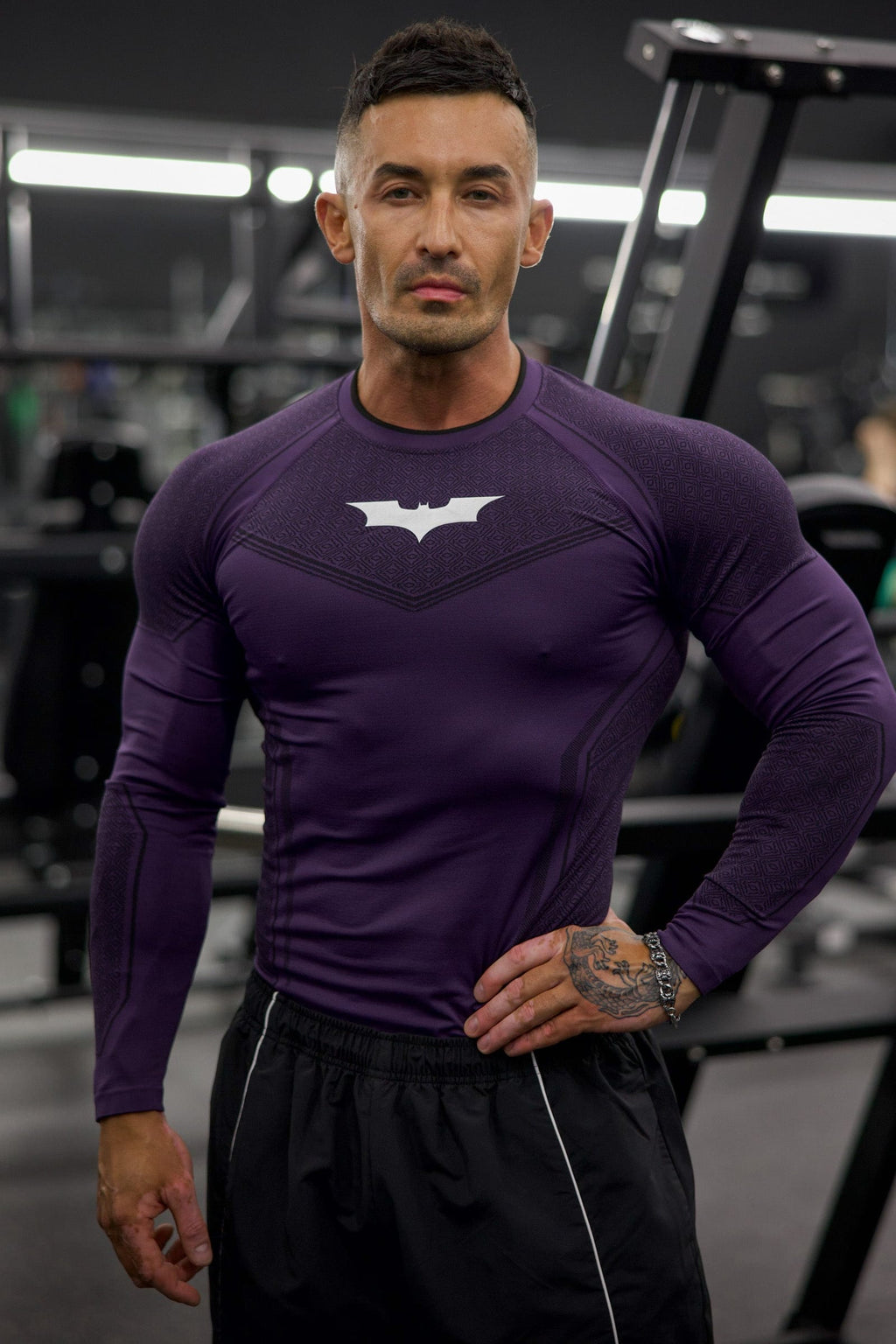 8004 - Batman T-shirts de compression à manches longues - Édition limitée violette - UNIQUEMENT SUR L'APPLICATION