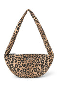 Kleine bruine crossbodytas van katoen met luipaardprint