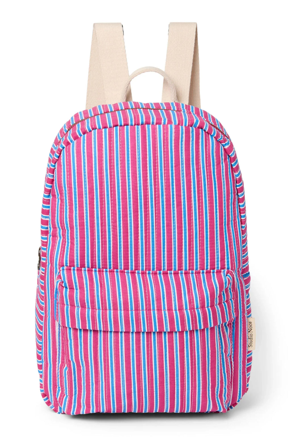 Poplin gestreepte midi-rugzak | Framboos