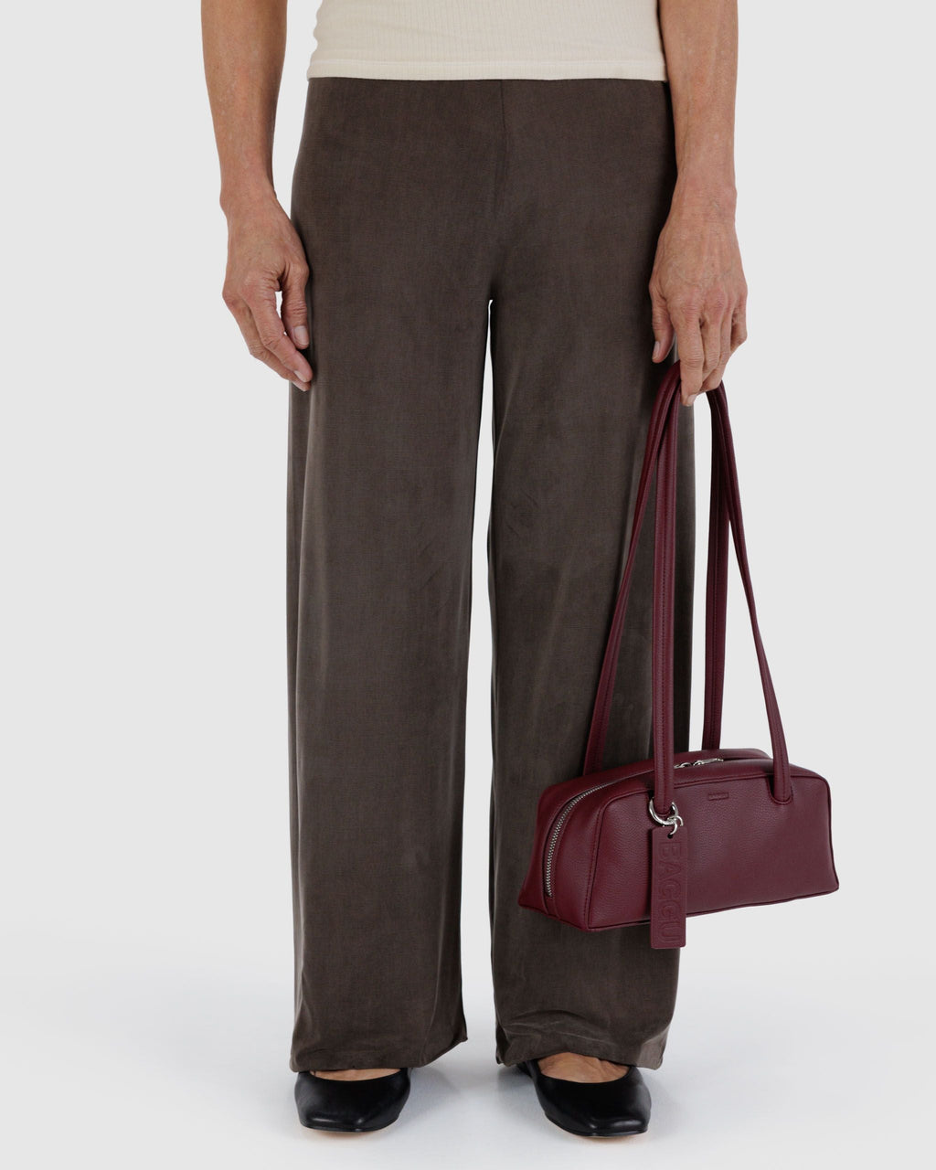 Small Recycled Leather Bowler Bag - Mahogany - image 3