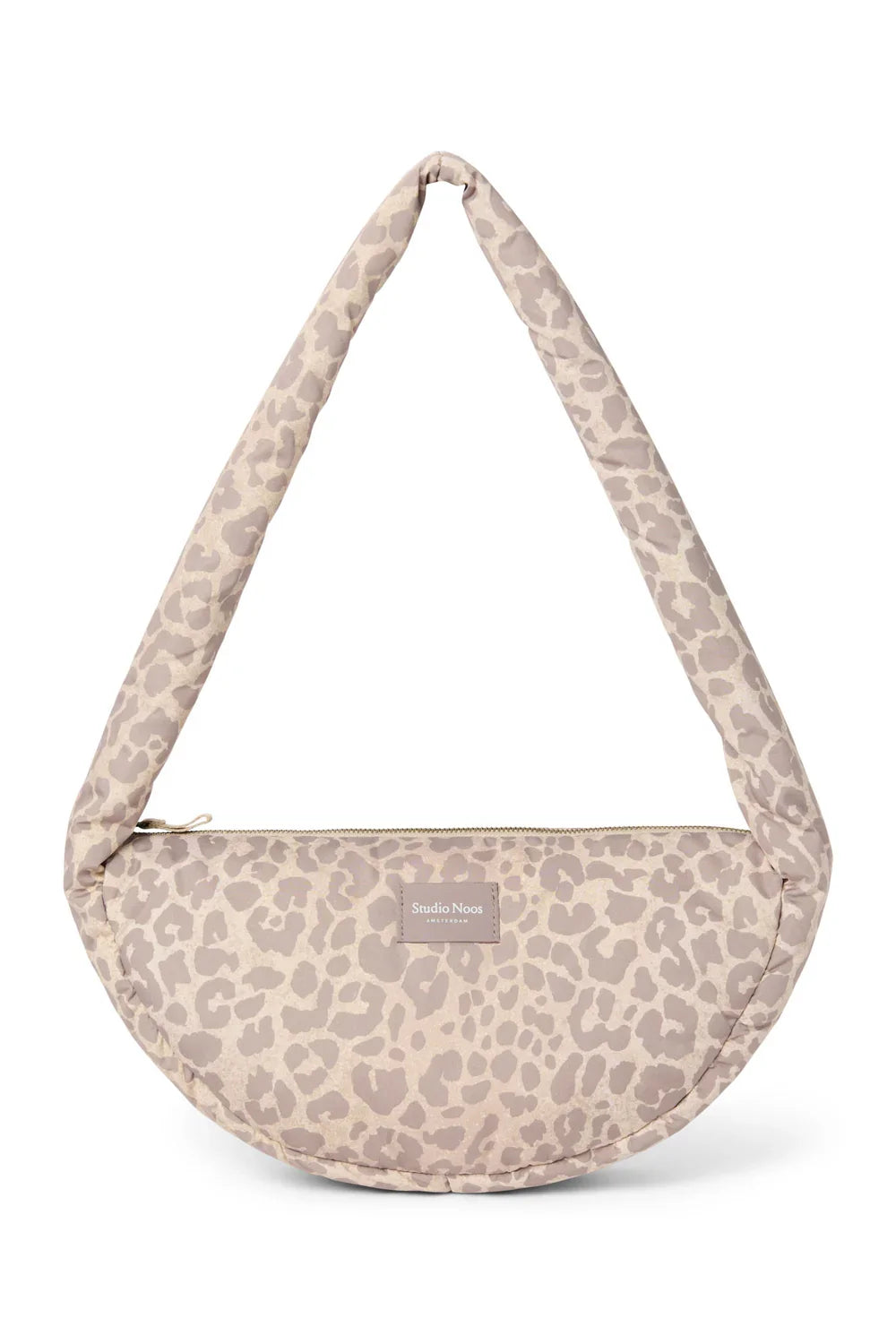 Beige luipaardprint gewatteerde mini-schoudertas