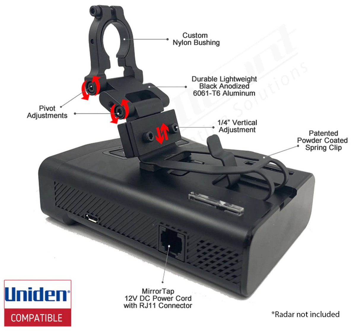BlendMount Aluminum Radar Detector Mount For Uniden R7 Standard 2001R Series - BR7-2001R - image 5