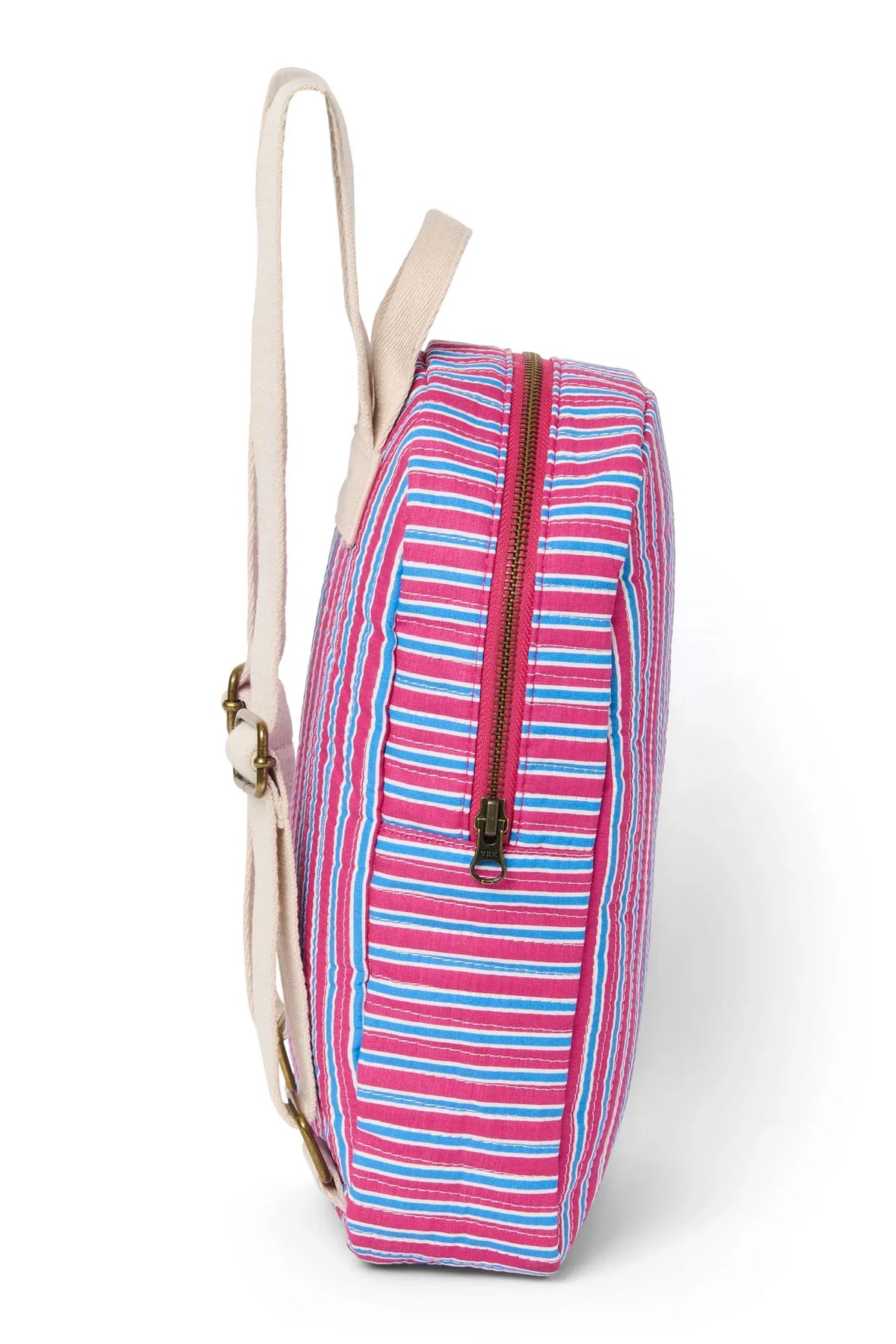 Popeline-Mini-Rucksack gestreift | Himbeer