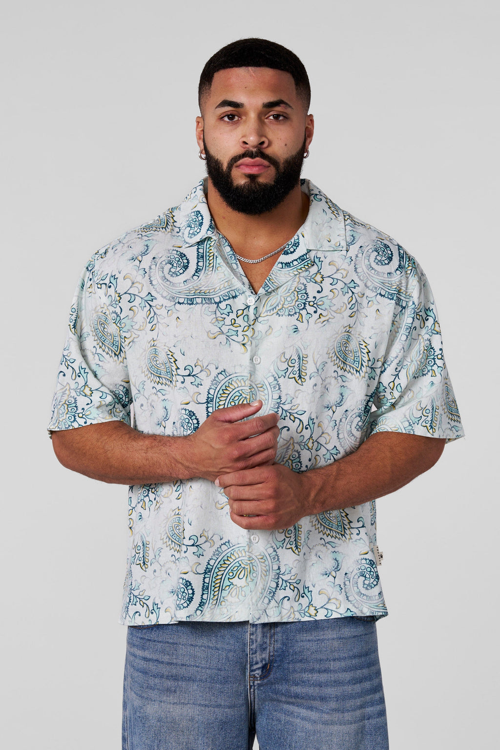 4093 - Chemises boutonnées en lin Mosaïque