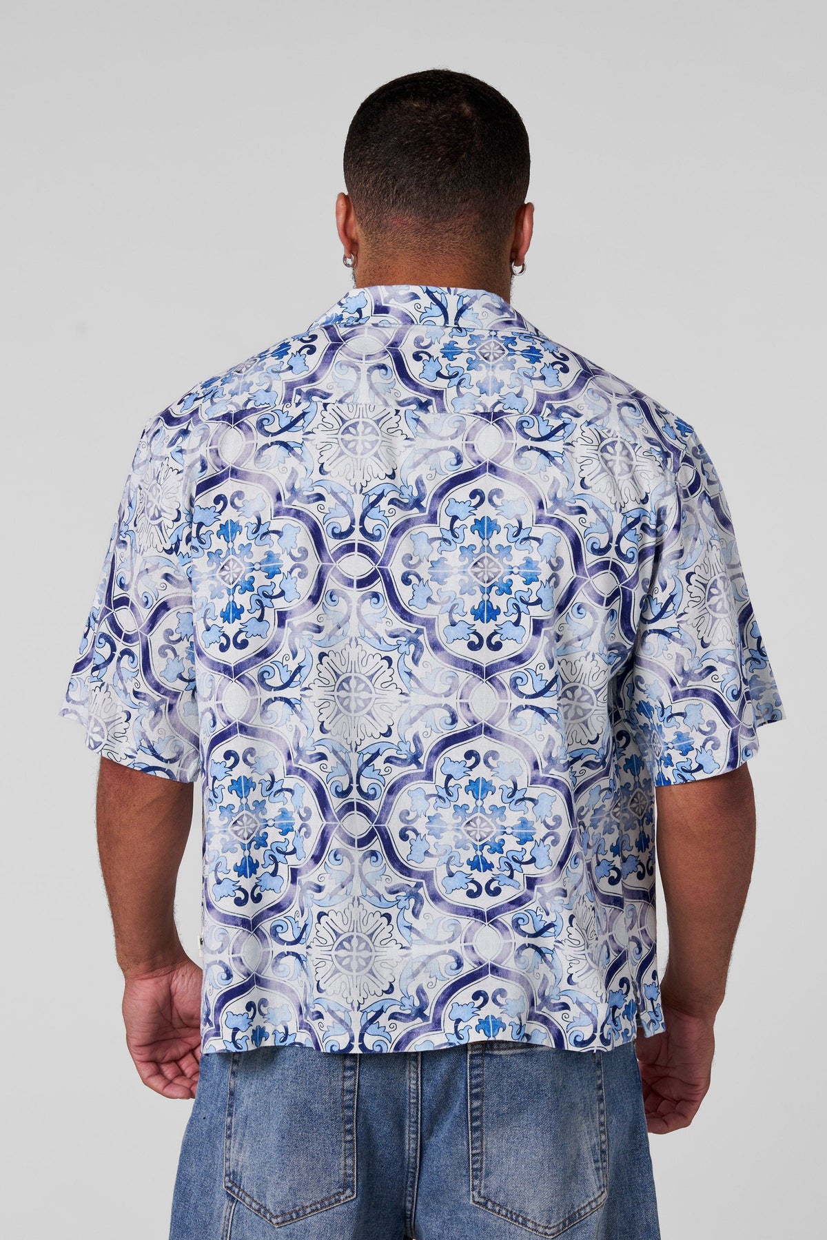 4093 - Chemises boutonnées en lin Mosaïque