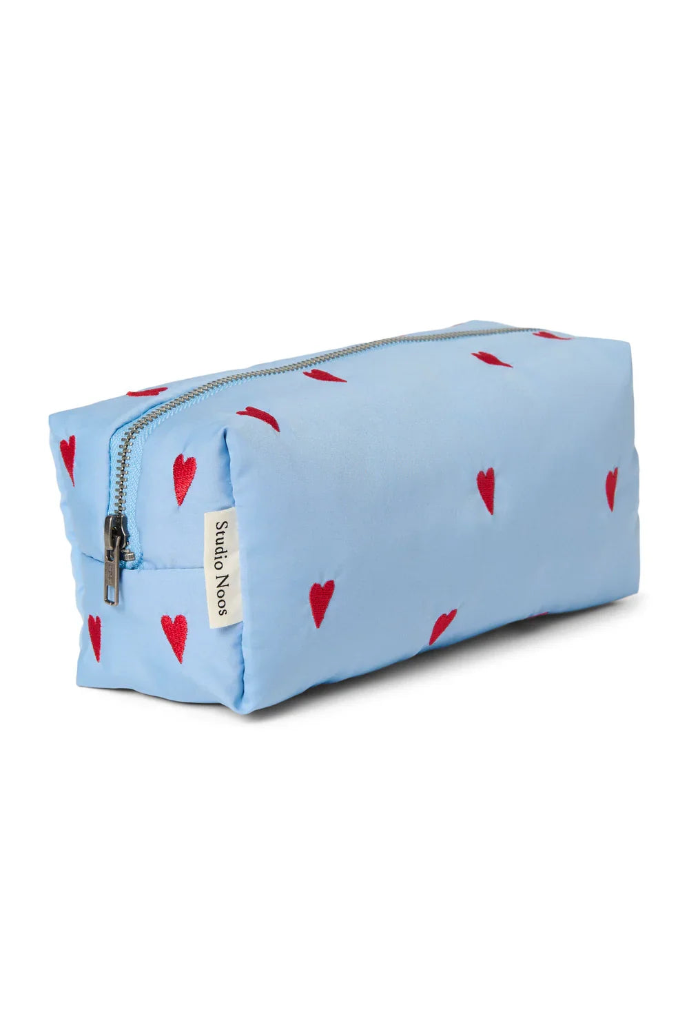Lichtblauw etui met hartjes en reliëf