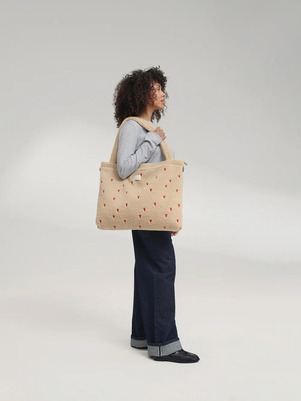 Wickeltasche mit Teddybären und braunen Herzen