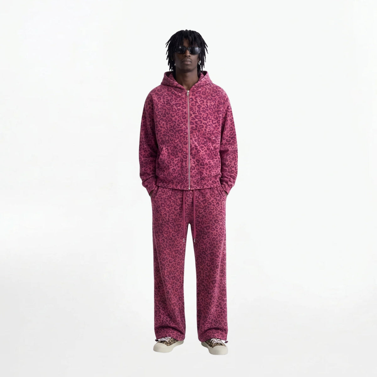 VYBES Pink Leopard Sweatpants