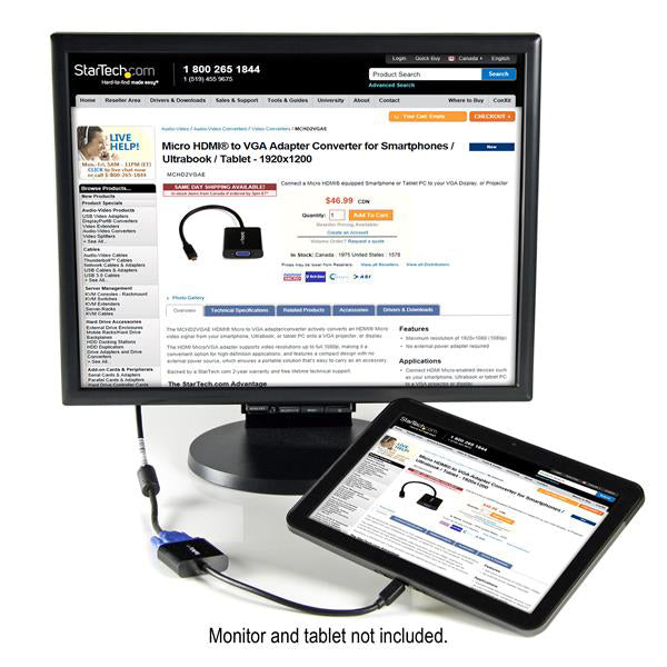 StarTech Micro MDMI To VGA Adapter Converter - MCHD2VGAE2 - image 5
