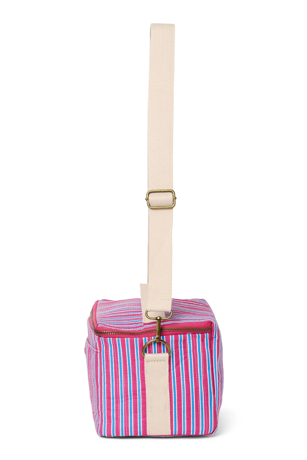 Popeline Gestreifte Kühltasche | Buttergelb