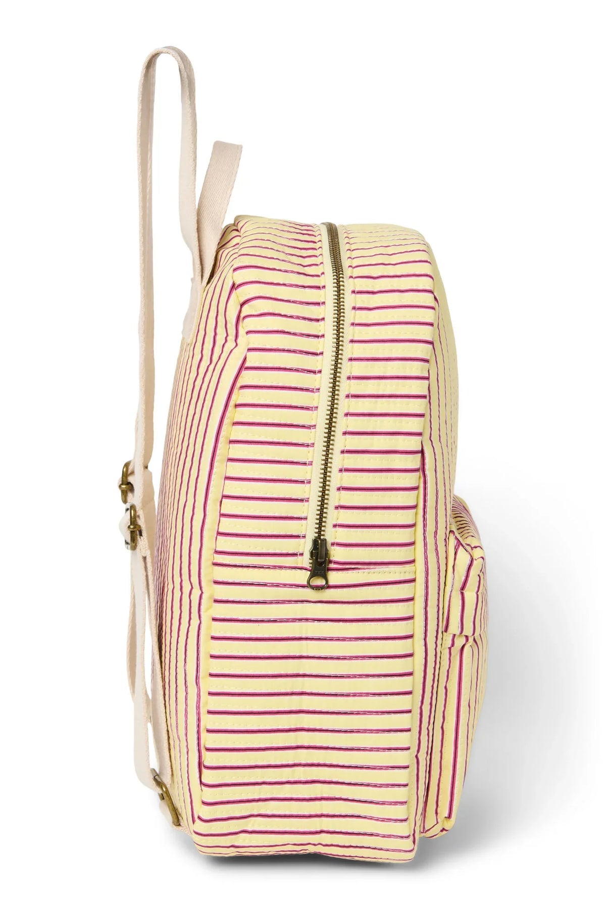 Popeline Gestreifter Midi Rucksack | Buttergelb