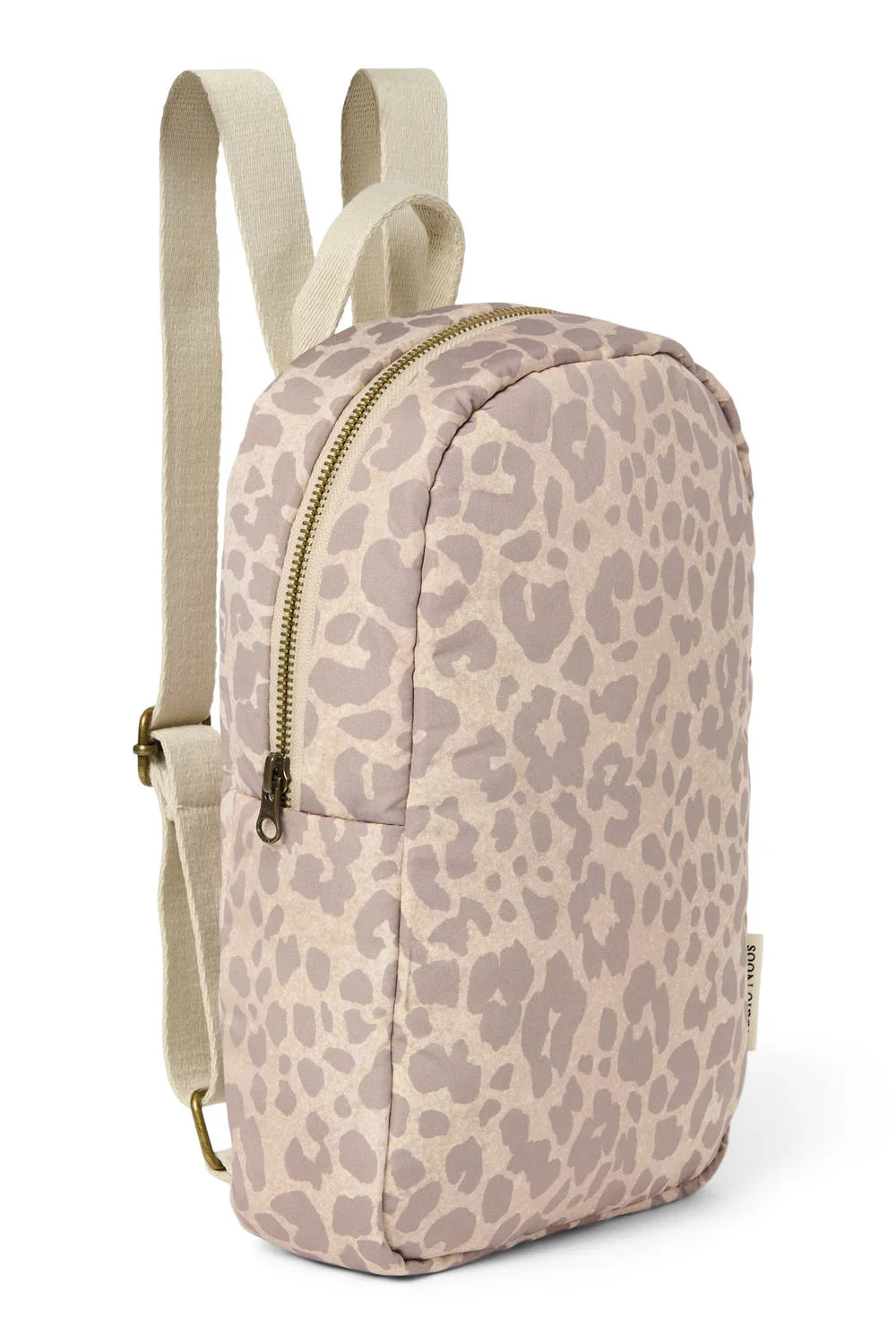 Beiger Leopard Puffy Mini-Rucksack