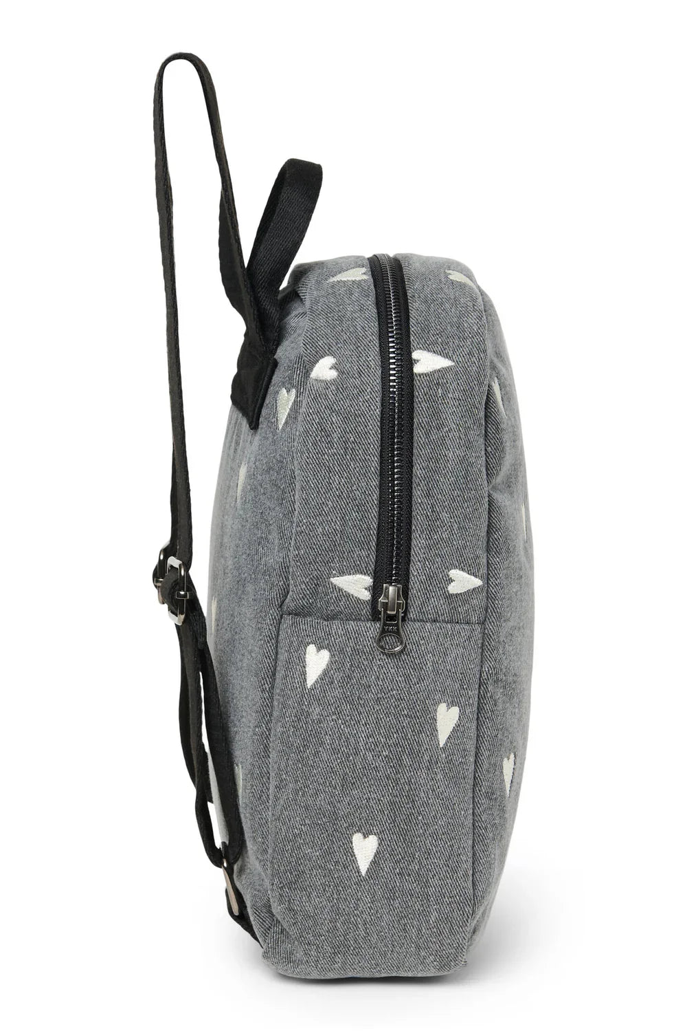 Grey Hearts Denim Mini Backpack