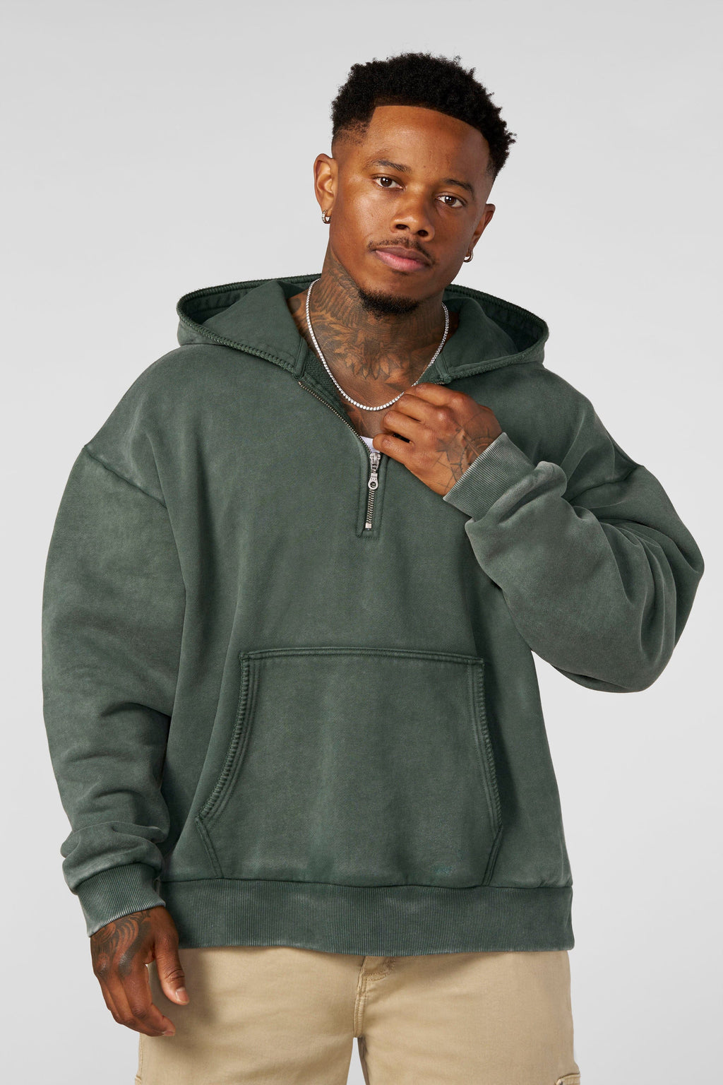 5169 - Sweat à capuche Old Money à col zippé