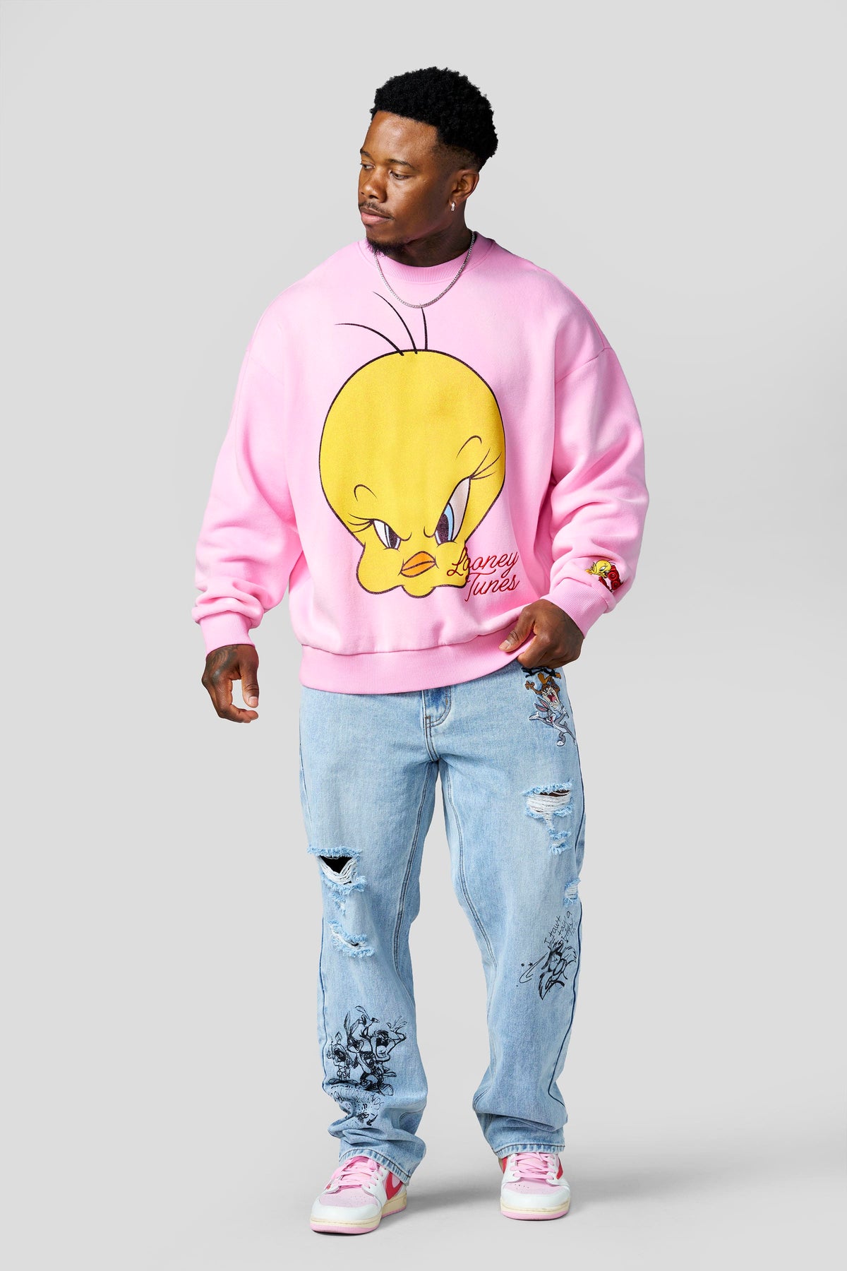 5255 - Sweats à col rond avec visage Looney Tunes