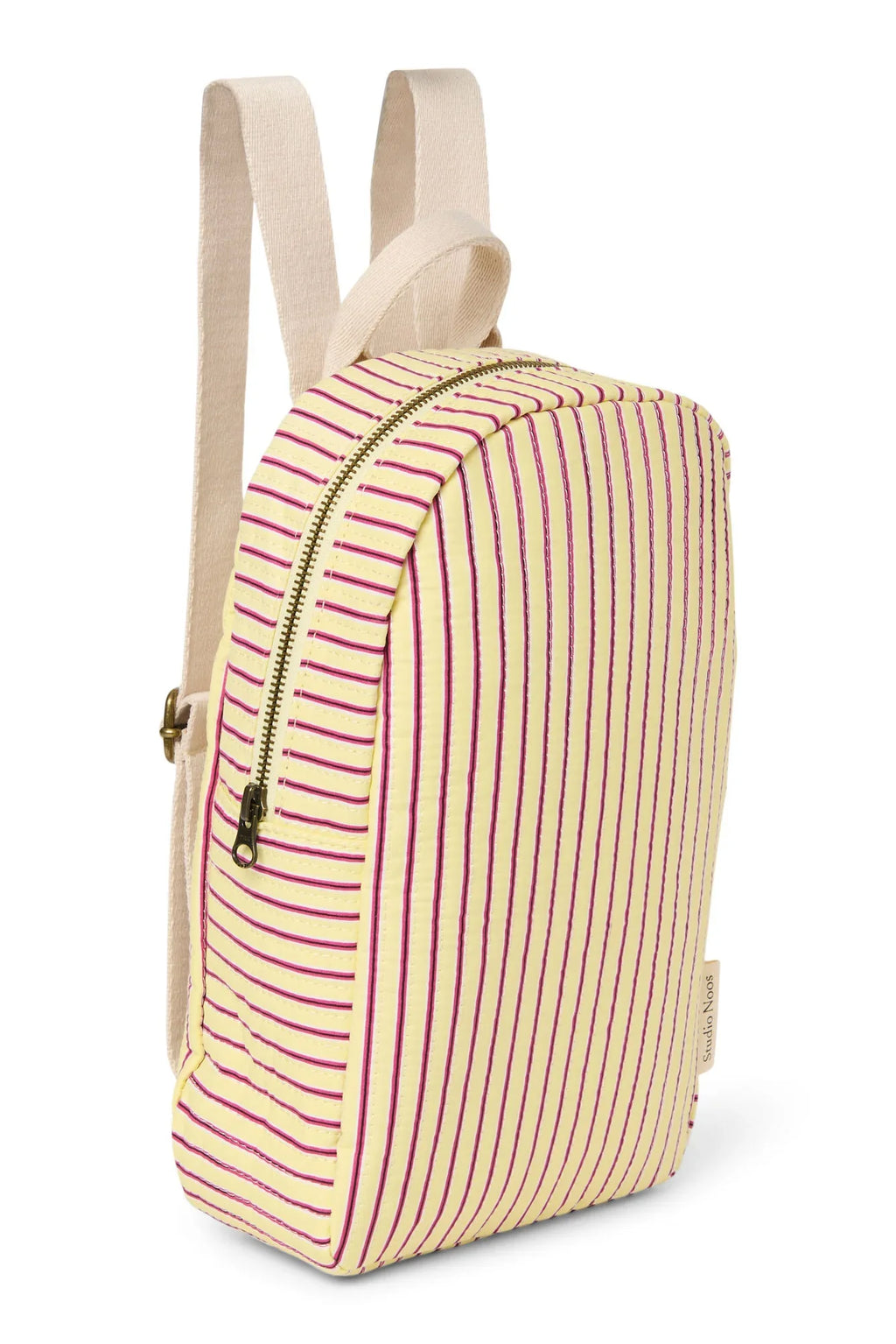 Popeline-Mini-Rucksack gestreift | Himbeer