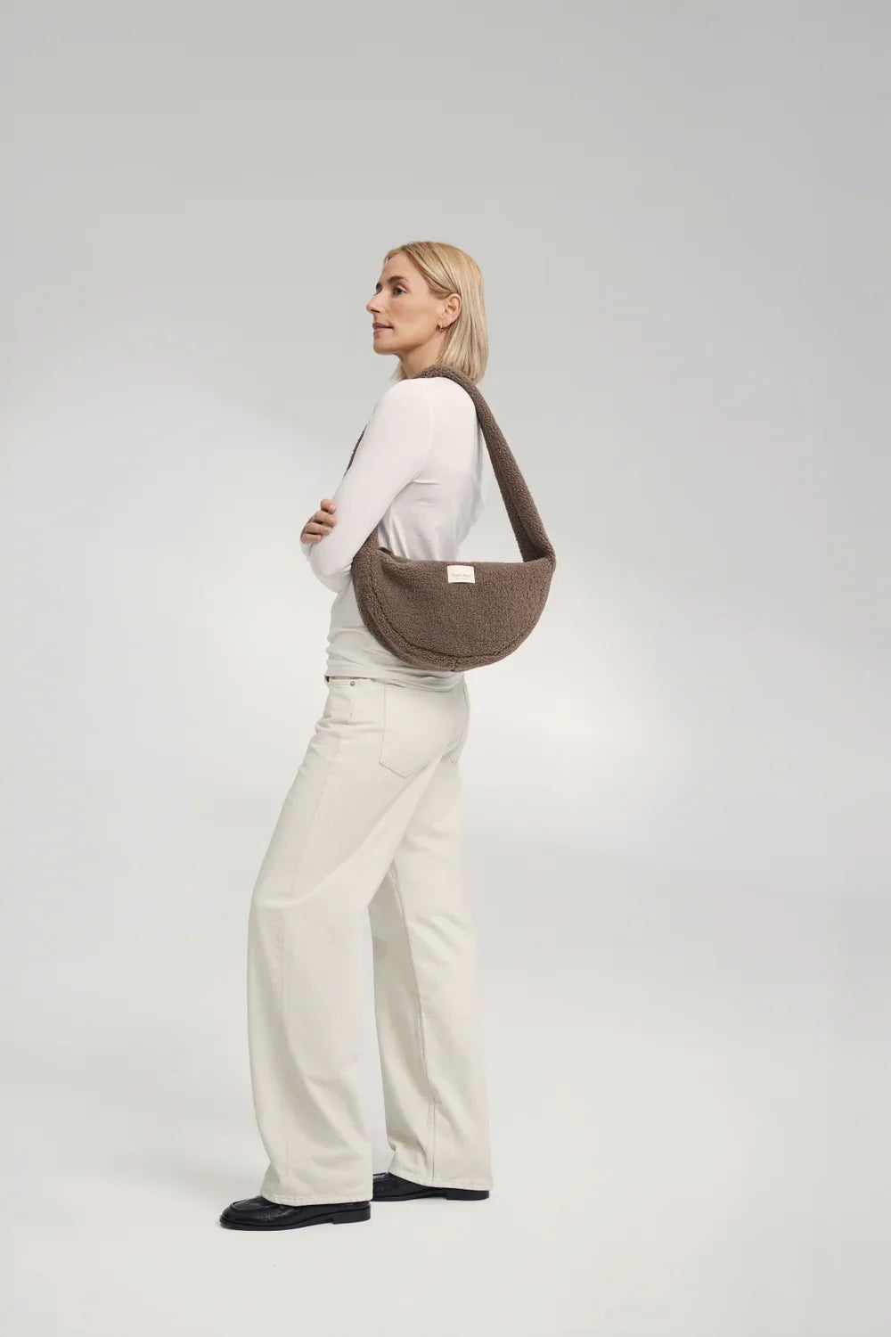 Ecru Herzen Teddy Mini Umhängetasche