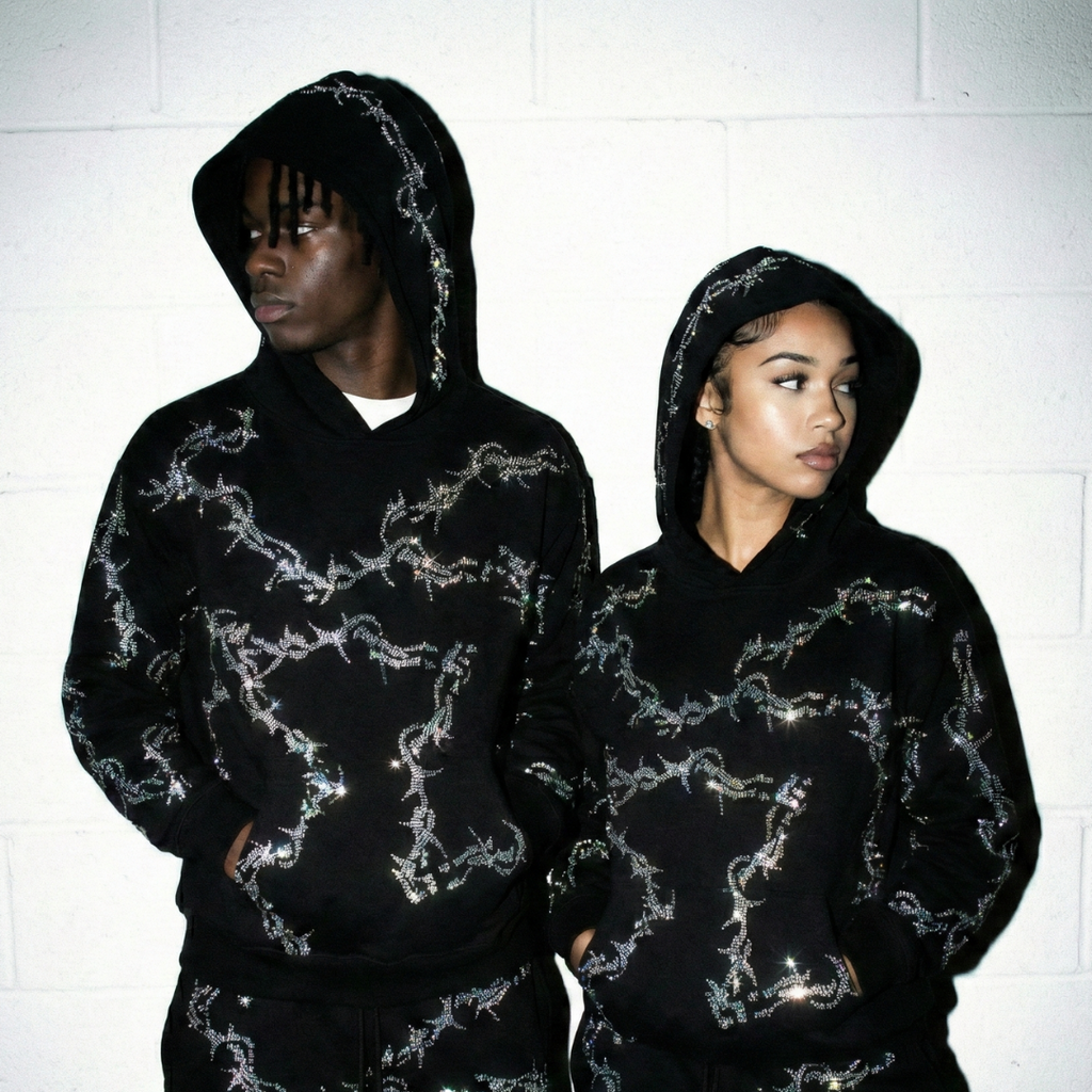 VYBES Rhinestone Thorn Sweatpants