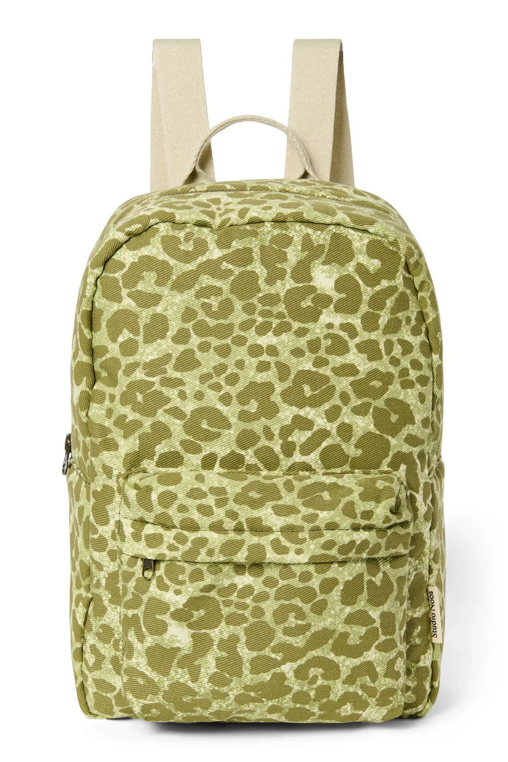 Green Leopard Cotton Midi Backpack