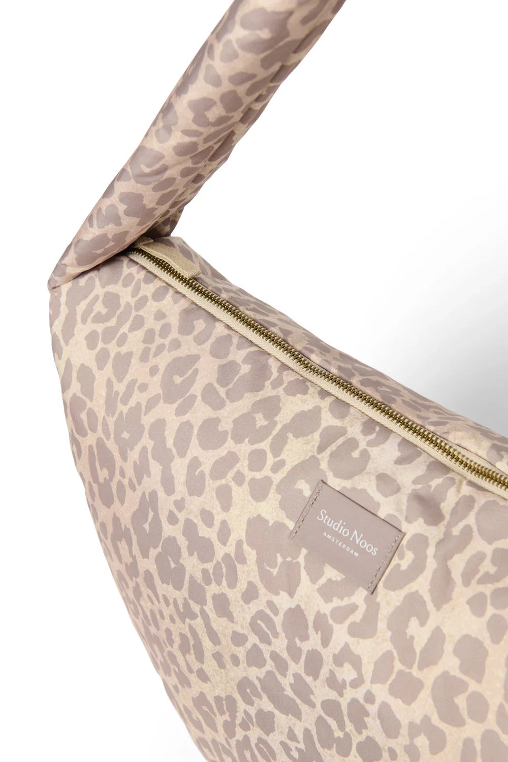 Beige Leopardenmuster-Puffy-Umhängetasche