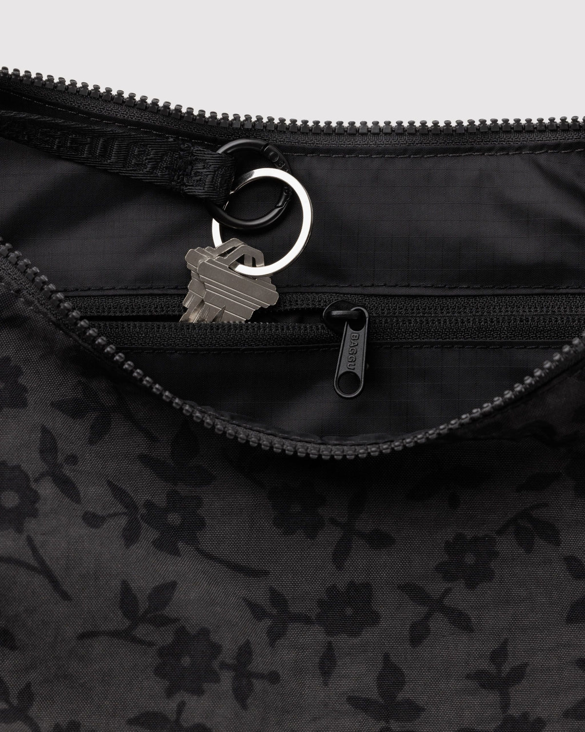 Medium Nylon Crescent Bag - Charcoal Ditsy Floral - image 3