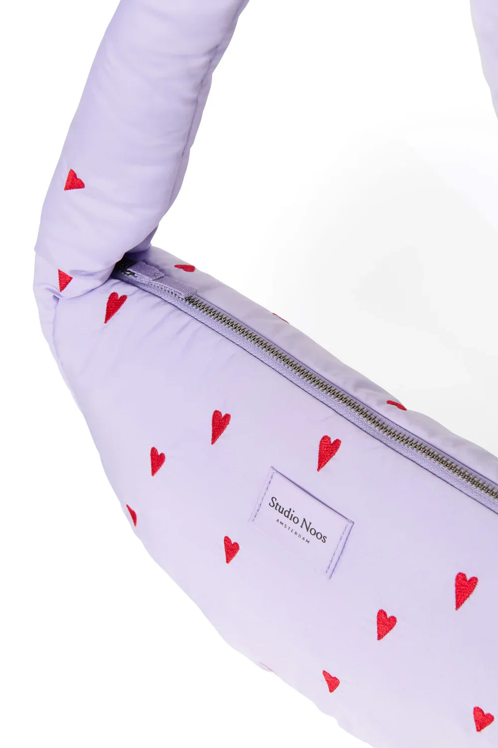 Lila Herzen Puffy Mini Umhängetasche