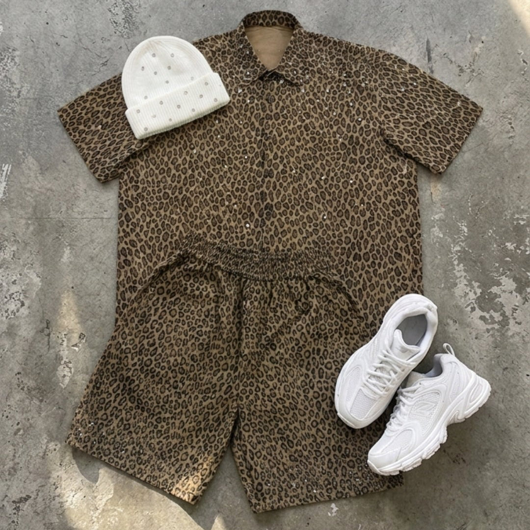 VYBES Leopard Short Sleeve Shirt