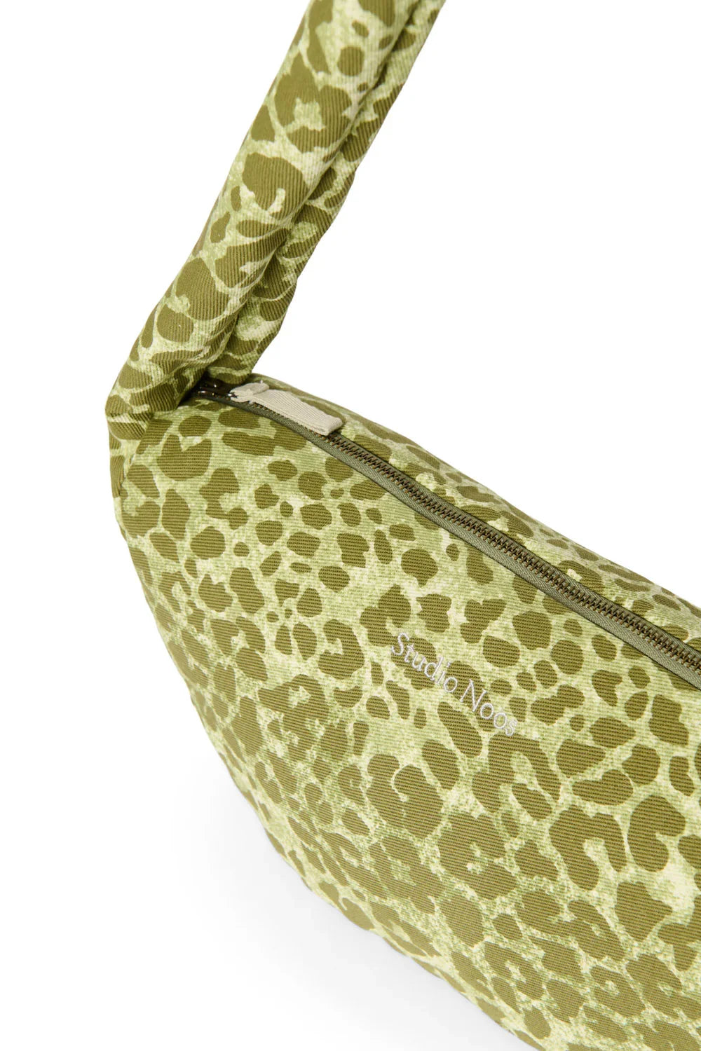 Kleine bruine crossbodytas van katoen met luipaardprint