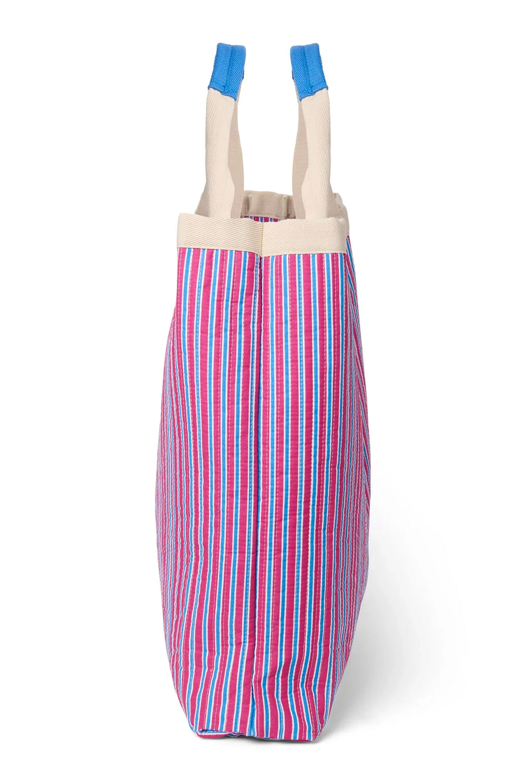 Poplin-Streifenstrandtasche | Himbeere