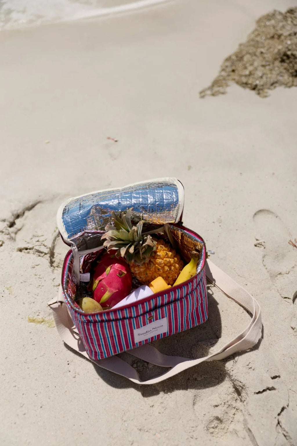 Popeline Gestreifte Kühltasche | Buttergelb